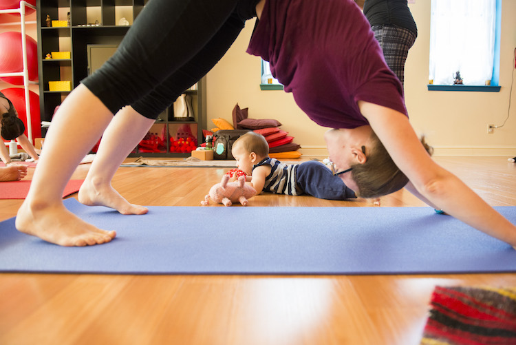 Mommy and Me Yoga at Shining Light Prenatal Education, Photo by Rob Larson