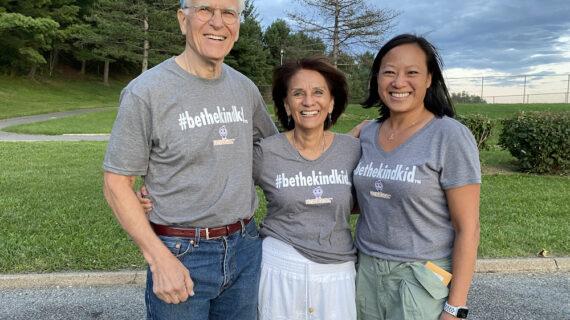 Left to right, above: Ken Krynski, Lyn Krynski and Yu-Ling Cheng Behr at a Parents as Allies school event.